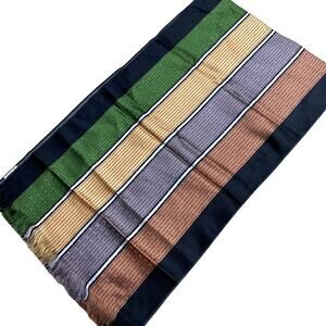 Vintage Made in France for ECHO silk scarf stripe unisex oblong 13' x 44” fringe
